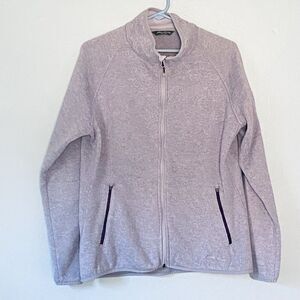 Eddie Bauer Jacket Womens Large Knit Fleece Lavender Zip Pockets Hiking Gorpcore